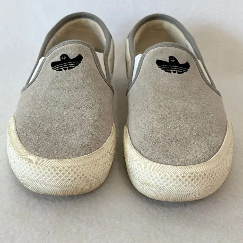Adidas Original Loafers Slip On Sneakers Mens 8 Gray White Shoes